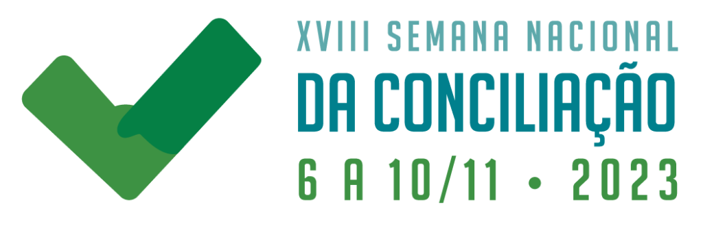 Imagem colorida horizontal da XVIII Semana Nacional da Conciliação 6 a 10/11 - 2023.