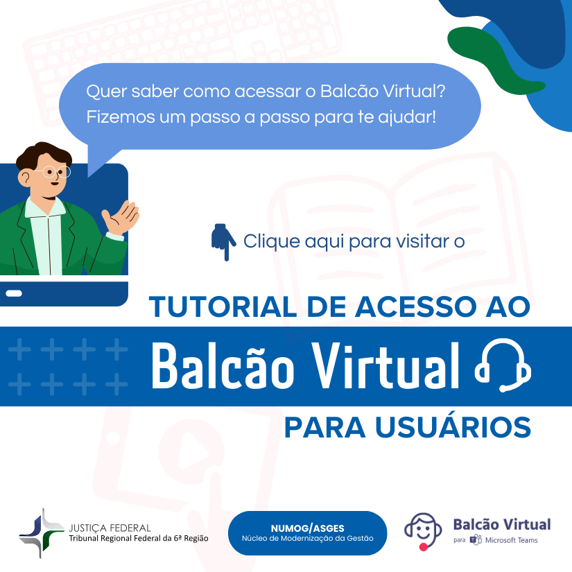 Imagem vertical colorida de divulgação do Manual de Usuário para a utilização do Balcão Virtual elaborado pelo NUMOG.