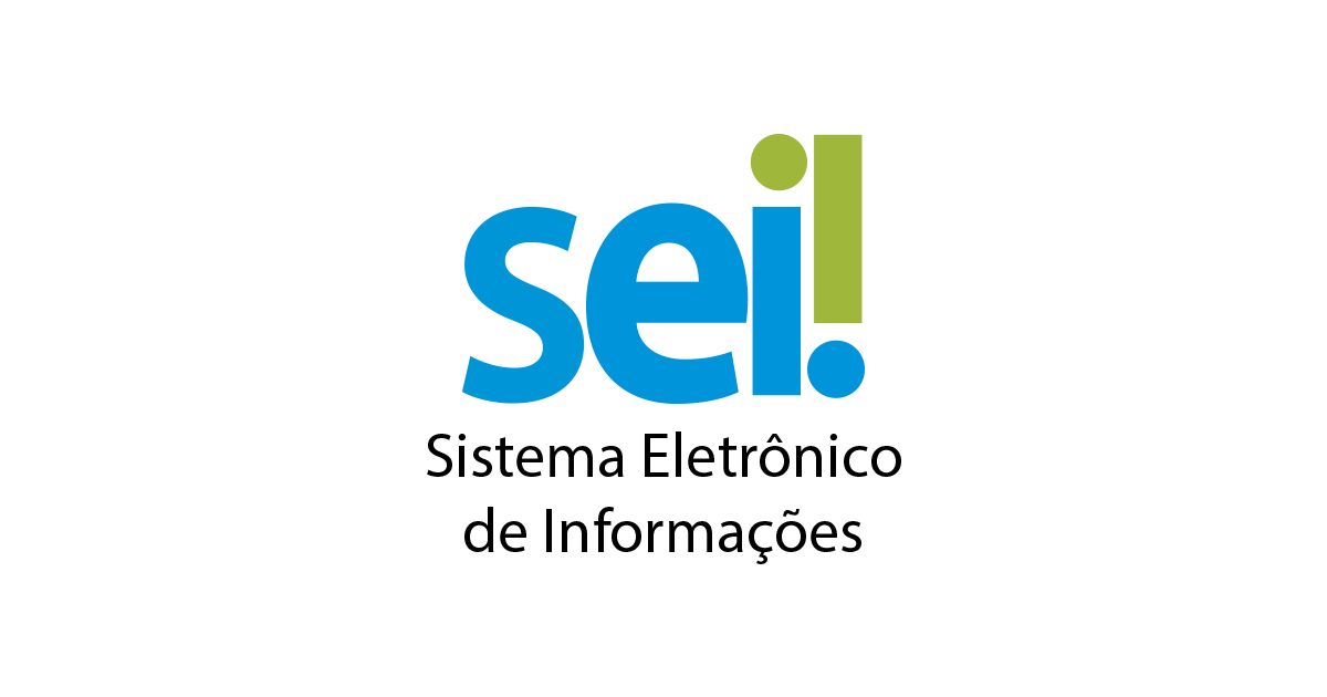 Banner promocional do SEI! (Sistema Eletrônico de Informações), com fundo degradê azul e formas geométricas. O logotipo central destaca a sigla "SEI!" em branco, acompanhada pelo nome por extenso e a marca do Governo Federal.